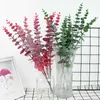 Dried Flowers 5pcs Artificial Plant Plastic Eucalyptus Leaves Flower for Wedding Bouquet Home Room Decoration Simulation Green