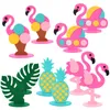 Party Decoration 2Pcs Hawaii Theme Decorations DIY Felt Flamingo Table Centerpiece Hawaiian Tropical Summer Wedding Birthday Supplies