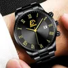 Andra klockor Fashion Mens Gold Stainless Steel Watches Luxury Minimalist Quartz Wrist Watch Men Business Watch Relogio Masculino 230609