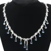 Chains 35g 925 SOLID STERLING SILVER NECKLACE Multi Color Kunzite Blue Topaz Citrine Tanzanite Aquamarine Tourmaline CZ Daily Wear