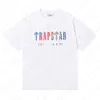 2023 Trapstar London T قميص الصدر أبيض-أزرق اللون منشفة التطريز قمصان رجالي قمصان الشارع عادية مصمم Trapstars قصيرة الأكمام الهيب هوب الشارع الشهير بلايز