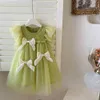 Sukienki dziewczynki Girls Casual New Wedding Bow Bow Child Summer Princess Dress Design Dzieci Ubrania dla dzieci R230612