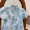 Flickans klänningar klänning sommar ny kinesisk stil retro cheongsam prinsessa ropa flickor kläder r230612