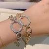 Charm Bracelets Funmode Cubic Zircon Pave Link Chain Gold Color Women Pulseras Mujer Wholesale FB151