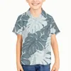 Mannen Casual Shirts Tropische Weegbree Blad Patroon Kinderen Kid Boy Mode Hawaiian Shirt Mannelijke Kleurrijke Gedrukt Strand Aloha Hawaiana