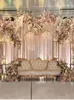 Party Decoration 3PCS Shinny Gold Decorate Wedding Backdrops Stand Rectangular Arch Stage