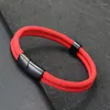 Braccialetti con ciondoli Noter 2023 Bracciale da uomo di moda Fibbia magnetica in acciaio inossidabile 4mm Catena con cordino in nylon Braslet Bangle Pulseira Corda Masculina