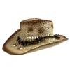 Basker halm western cowboy hatt handgjorda strand sunhats party cap för man kvinna curling brim solskydd unisex retro