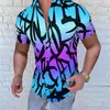 2022 Herren -Shirts Sommer Schlanker Fit Short Tops Striped Print Shirt Revers 5xl Fashion Graphic Tee Hawaiian lässig Oversized