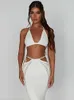 Two Piece Dress Articat Knitted Strapless Bikini Top Suit Female Sexy Sheath Party Skirt Woman Spring Summer Beach 2023 Clothing 230612