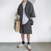 Survêtements pour hommes Style coréen pour hommes Ensemble de costume pour hommes Veste et short Solide Mince Haut à manches courtes Bas assortis Mode d'été