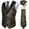 Abiti da uomo Blazer Black Gold Paisly Vest Suit Set 5 PCS Tuxedo Gilet Cravatta Pocket Square Gemelli Anello Per Wedding Blazer Gilet Abbigliamento 230609