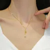 Pendanthalsband Fashion Delicate Tassel Double Leaf Necklace For Women Charm Copper Micro Paled Wedding Banket Jewelry Gift R230612