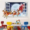 Wall Stickers Christmas Decoration Santa Claus On The Imitation 3d Effect Removable Fake Windows