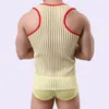 Mannen Tank Tops Zomer Mode Transparant See Through Mesh Patchwork Hemdje Heren 2023 Streetwear Partywear Sexy Nachtclub Vest