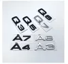 3D Lettres Chiffres Emblème pour Audi A3 A4 A5 A6 A7 A8 Q2 Q3 Q5 Q7 Couvercle de coffre de voiture Plaque signalétique Badge Logo Autocollant Chrome Brillant Noir