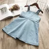 Flickans klänningar Summer Girls Dress ärmlös denim Wash Strap Princess Baby Clothes Toddler Children's Kids Clothing R230612