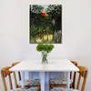 Hand Painted Realistic Landscape Canvas Wall Art Landscape with Monkeys Henri Rousseau Painting Dining Room Decor