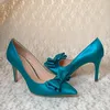 Sapatos sociais Lure 9 cm verde oliva salto alto bico fino para festa de casamento