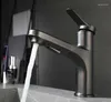 Robinets de cuisine Design laiton salle de bain évier robinet extractible bassin mitigeur mitigeur eau froide cuivre pistolet gris