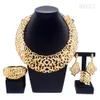 Ensembles de bijoux de mariage femme ensemble de bijoux italien plaqué or grand collier Bracelet anneau de luxe évider rond pendentif Banquet fête faveurs 230609