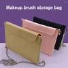 Storage Bags Makeup Brush Bag Cosmetic Solid Color Magnetic Closure Phone Mirror Tool