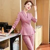 Women's Two Piece Pants 2023 Spring Summer Formal Ladies Slim Blazer Women Business Suits With Sets Work Wear Office Uniform 4XL Size Jacket