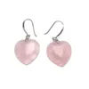 Boucles d'oreilles créoles élégantes en argent Sterling 925 Quartz Rose naturel vert jade grand coeur pierre précieuse pour les femmes fête d'anniversaire cadeau mignon