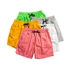 Men's Swimwear 2023 Men's Casual Shorts Solid Color Simple Unisex Couple Beach Pants Blended Summer Straight Short Men