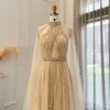 都会のセクシーなドレスシャロンは、豪華なドバイイブニングドレスとケープスリーブ2023女性のためのエレガントなロングアラビア語フォーマルSS495 230612