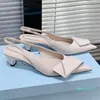 2023s neues Muster Frühling Sommer Damen Luxus-Absätze Slingback-Absätze Mittlere Absätze Spitze kleine Katzenabsätze High Heels Obermaterial Business-Profi-Sandalen