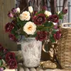 Fleurs décoratives 2023 artificielle fausse pivoine fleur Simulation soie avec tige 3 têtes pour bricolage mariage mariée Bouquet bureau à domicile