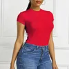 Womens Jumpsuits Rompers Sexy Bodycon Bodysuit Short Sleeve O Neck Open Basic White Black Red Overall Body Top Skinny Female 230609