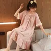 Kadın Pijama Kadın 2023 Yaz Gecelik Kadın Artı Boyutu Sevimli Karikatür Baskılı Ev Giysileri Örme Pamuk Tatlı
