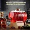 Bar Tools 1L Glass Whiskey Barrel Wine Chopp Growler Beer Bottle Fruit Aging Alcohol Honey Storage Container With Base Faucet 230612