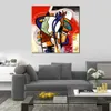 Abstract Canvas Art Paint The Town Red Handcrafted Oil Painting Modern Decor for Studio Apartment