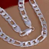 Подвесные ожерелья 925 Серебряное колье стерлингов для мужчин Классическое 12-миллиметровое кубинское цепь 18-30 дюймов высококачественная модная свадьба 230609
