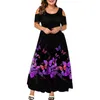 Grande taille robes taille imprimé fleuri épaule froide Maxi robe bohème femmes vacances décontracté ample Vintage longues Vestidos 230612