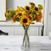 Dried Flowers 50cm long fall silk artificial DIY flowers branch for home wedding autumn decoration fake plastic sunflower