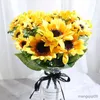 Dried Flowers High Quality Sunflower Artificial Beautiful Silk Bouquet Home Garden Party Wedding Fake Flower Living Room Decoration