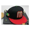 Ball Caps Klaar Voorraad Mexico Fitted Letter M Hip Hop Maat Hoeden Baseball Adt Flat Peak Voor Mannen Vrouwen Fl Gesloten Drop Levering Mode Dhizr