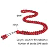 Strand högkvalitativ handgjorda knutna armband 6mm 108 mala pärlor röd sten bön halsband buddhist buddha män kvinnor armband smycken