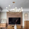 Pendant Lamps Countryside Metallic Luster Branch Restaurant Living Room Chandelier Art Deco Creative Clothing Lighting Tree Chandelie