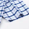 2023 100% Pure Cotton Men's Oxford Short Sleeve Square Collar Soild Plaid Striped Summer Casual Shirts Single Pocket
