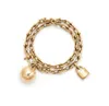 new 18k gold sliver Bangle Bracelet chain lock round ball Thick Love Designer for Women Men couple designer Top Quality Wedding Party Thanksgiving Day Valentine