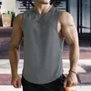 남자 탱크 탑 패션 조끼 얇은 남자 탄성 운동 체육관 최고 수분 위킹