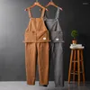 Men's Pants Overalls Mens Bib Jumpsuits Cotton Streetwear Hip Hop Cargo Male Solid Casual Gray Brown Long Trousers Clothing