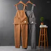 Herenbroek Overalls Heren Bib Jumpsuits Katoen Streetwear Hiphop Cargo Man Effen Casual Grijs Bruin Lange broek Kleding