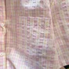 女性のブラウスEBAIHUI女性夏のチェッカーシャツピンクの格子縞の日本のカジュアルウェアブラウスシングル胸ガーリースウィートショートスリーブシャツ
