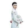 Etniska kläder Ancient Costume Chinese Traditional Tang Suit Male Cheongsam Stand Collar Men's Long Robe Cotton Linen broderad klänning